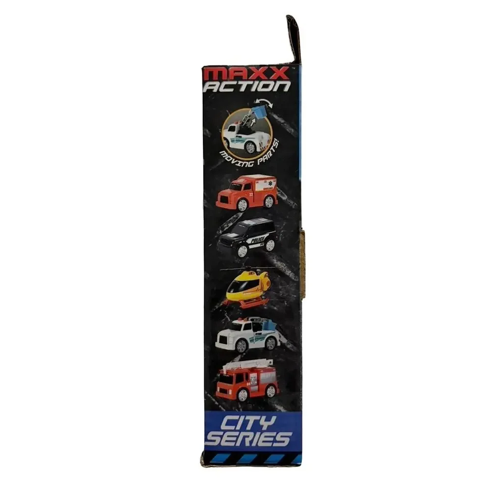 Maxx Action City Series Emergency Vehicles 5 Piece Toy Car Truck Helicopter Set